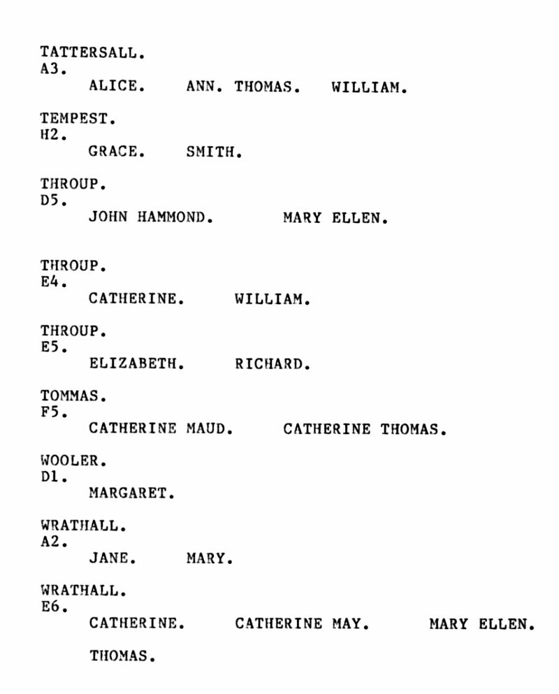 Name Index - P4.jpg - Long Preston Baptist Church Index to Monumental Inscriptions by Name Order - Tattersall to Wrathall